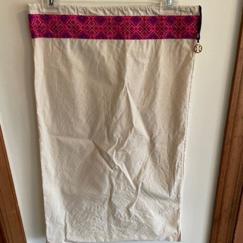 TORY BURCH Monogram Charm Large Drawstring Dust Storage Bag 26 x 15